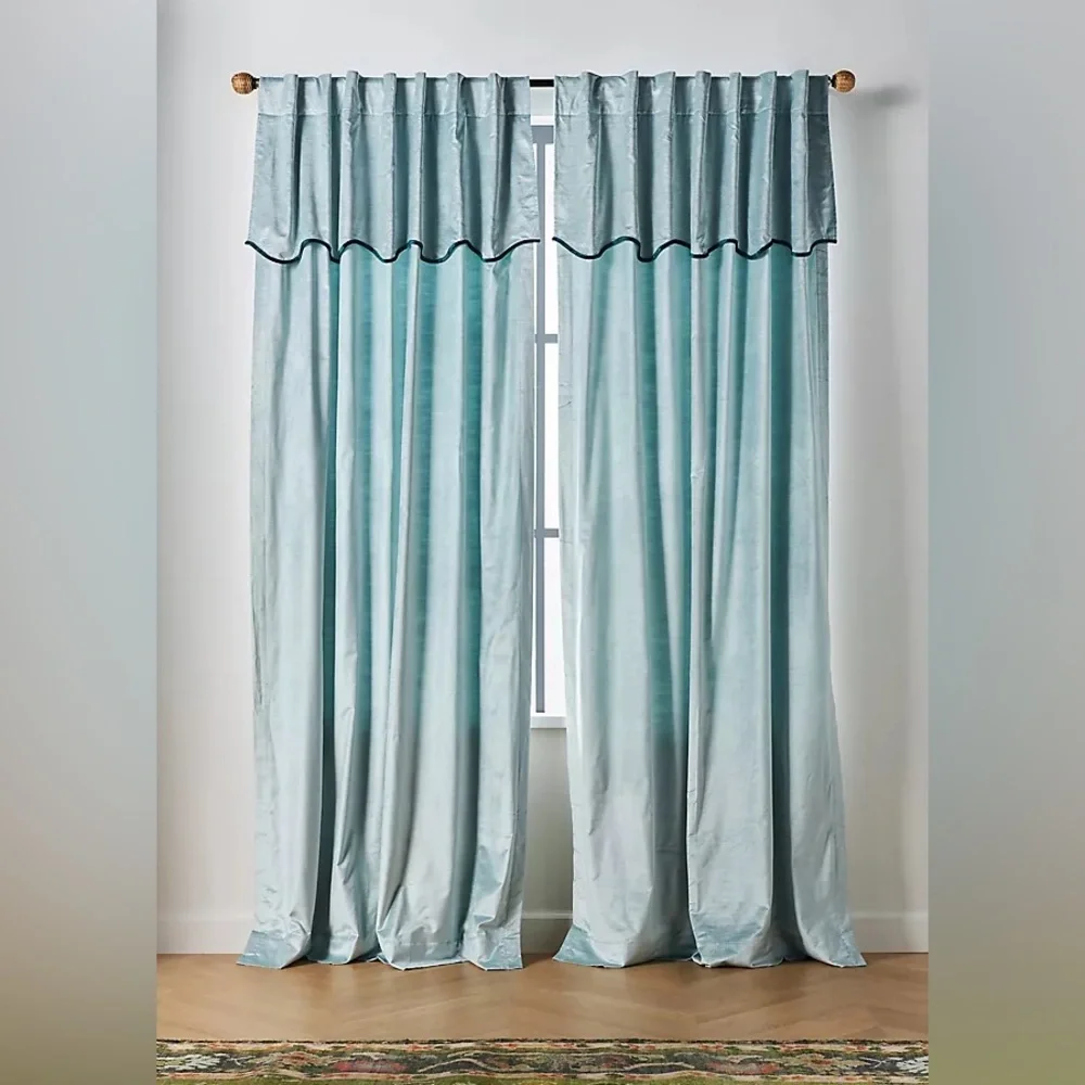 NEW  Adelina Velvet Valance Curtains. ( 2/ 50” x108”)